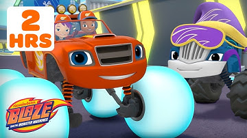 Blaze Gets BOUNCY Tires, Races Crusher, & More Missions! | 2 Hours | Blaze and the Monster Machines