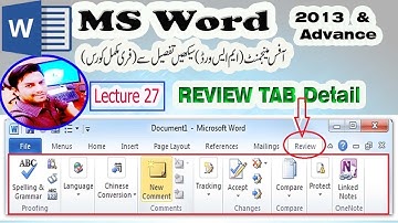 Lecture 27:REVIEW Tab Detail in urdu | MS Word2013 Complete Course