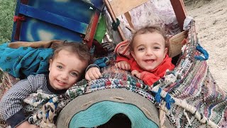 The migration of a nomadic family with their twins to cold regions.part 2 #village_life#nomadic#raz