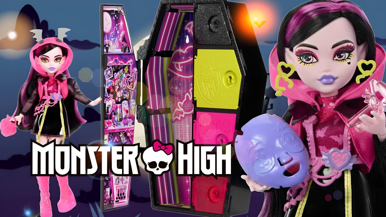 monster high doll and fashion set draculaura with dress-up locker ✨️✨️Monster High™ Set, Draculaura™ Doll, Skulltimate Secrets™: Neon Frights™✨️✨️ LC2B