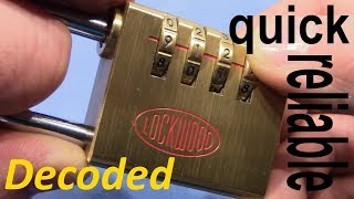(picking 455) Quick & Easy: LOCKWOOD 4 wheel combination padlock decoded  thanks to Don'z Lockz