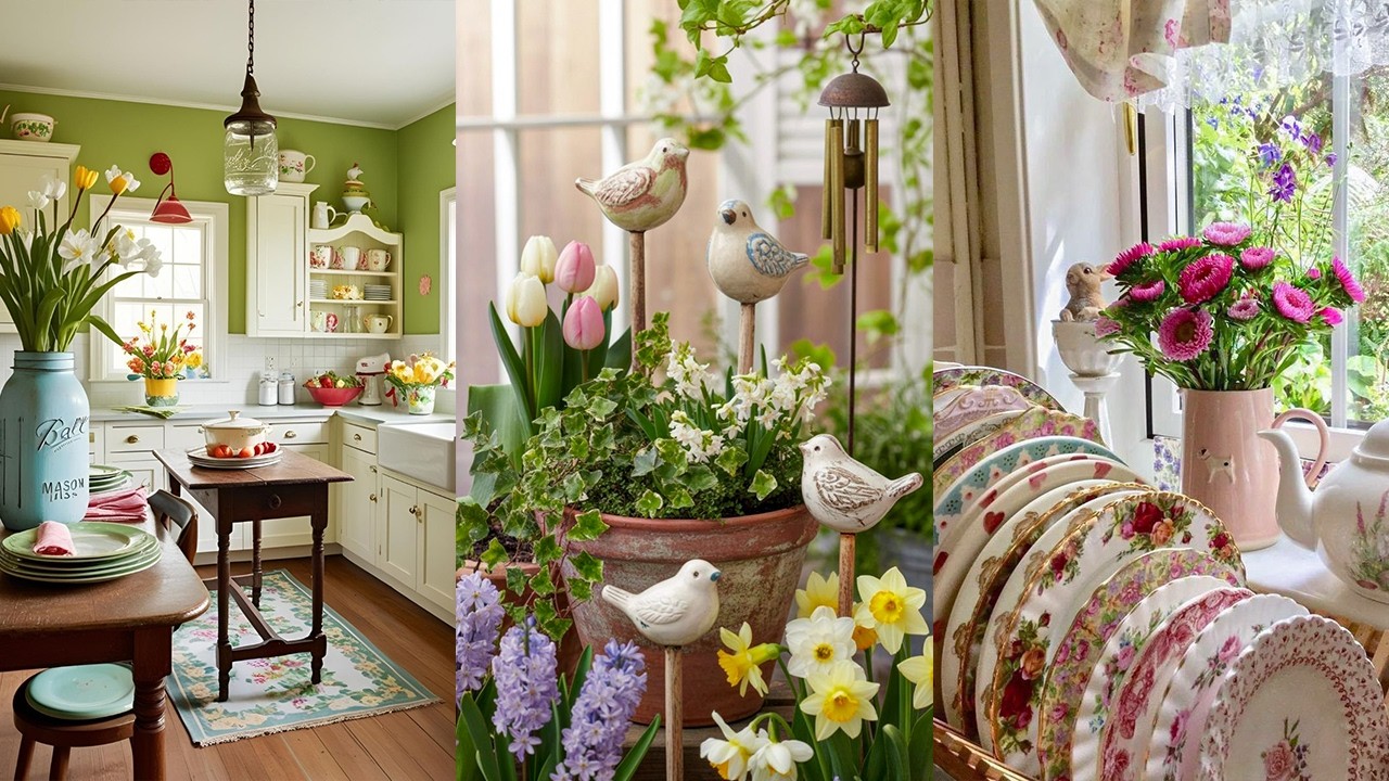 Cozy Spring Kitchen Mood Ideas | Vintage Cottage Warmth with Soft Color Accents