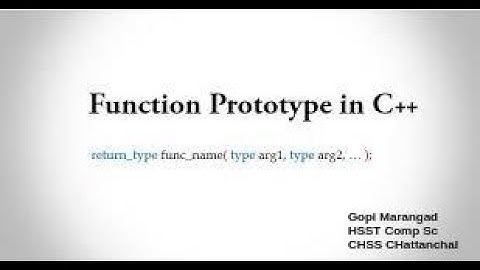 Plus Two Computer Application - Functions Part 7 - Function Prototype by Gopi Marangad