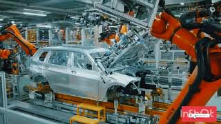 BMW car factory's robots \/ production fast manufacturing