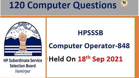 Computer Operator ( 848) solved paper | computer objective questions HPSSSB joa #joa 939