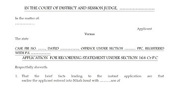 Drafting of Application for recording of statement under section 164 Cr P C#sample legal drafts