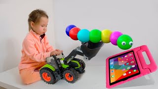 Darius And Francesca Play Tractor Vs Caterpillar Cartoons For Kids