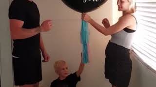 Gender reveal! Balloon pop.
