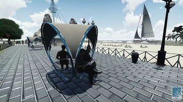 Tri-angle  Coastline bench/ Lumion 9.0.2 beach video render
