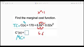 How to find marginal cost function from  C x