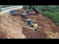 Power Dozer Equipment Moving Soils Working Machine Dump Truck Fly Unloading Soils