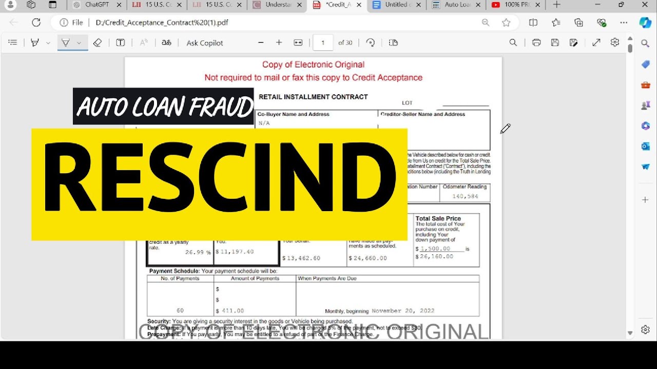 Rescind Auto Loan Correctly - YouTube