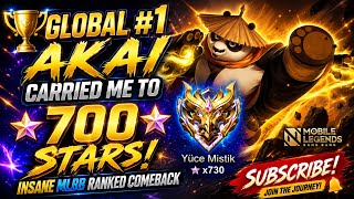 🏆 GLOBAL #1 Akai Carried Me to 700 Stars! 🐼 | INSANE MLBB Ranked Comeback