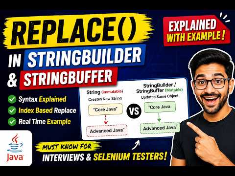 378. replace() method of StringBuilder and StringBuffer classes in Java (Selenium Java 2026)