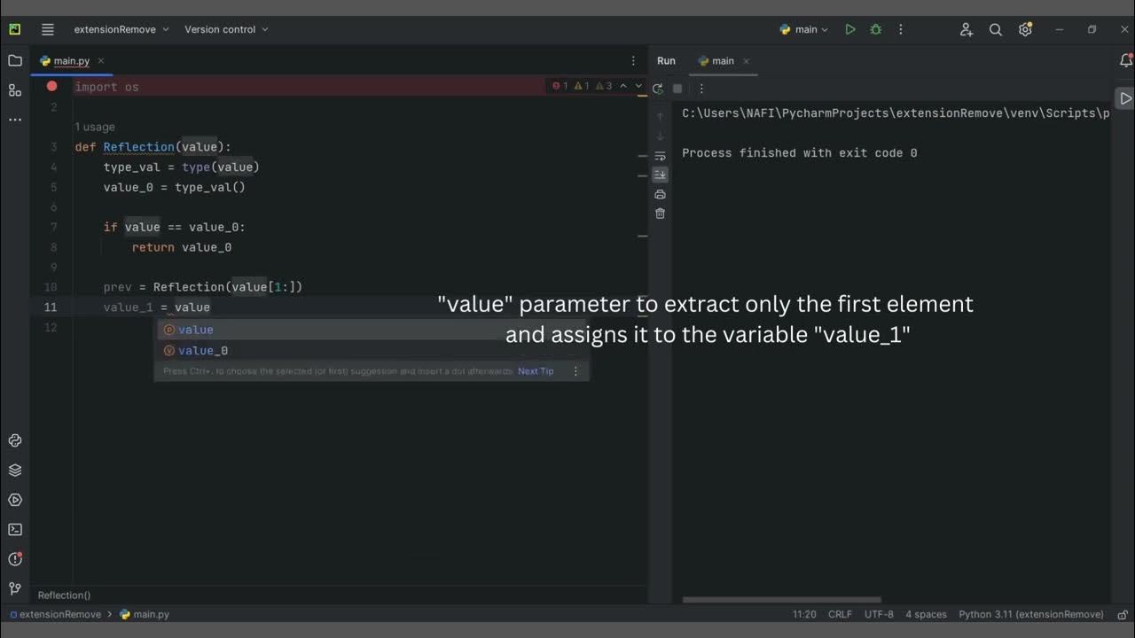 Python Reflection Value Implementation | PyCharm - YouTube