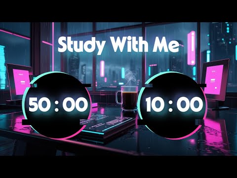 2 Hour Study With Me | 50/10 Neon Ambience | Pomodoro Timer for Deep Focus by Yasra's Study Corner