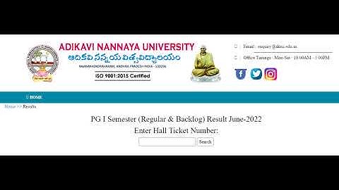 Adikavi Nannaya University  PG I Semester (Regular & Backlog) Result June-2022
