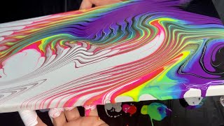 How To Paint With A Comb / Acrylic Pouring Using Neon Colors