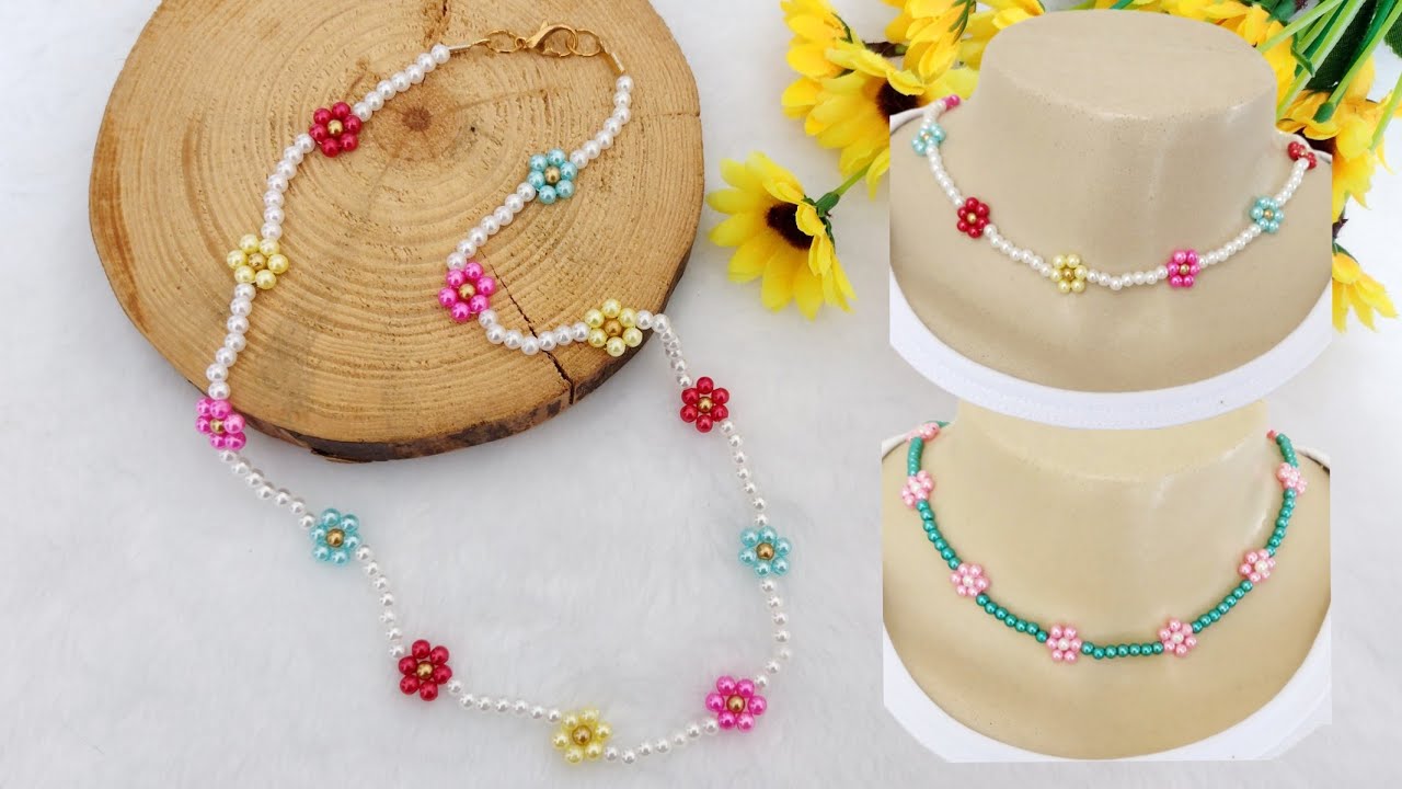 COMO FAZER CHOKER de FLORZINHAS de pérolas | Tendência | @CiceroAlencar