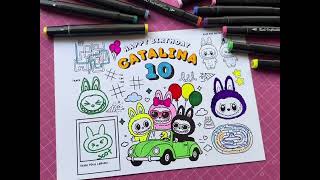 Cute Monster Coloring Placemat ✿ Canva Template | Printable Birthday Party Activity for Kids