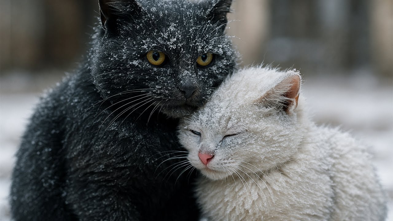 Кошки дрожали в холоде, прижавшись друг к другу… Пока один прохожий не смог уйти без них