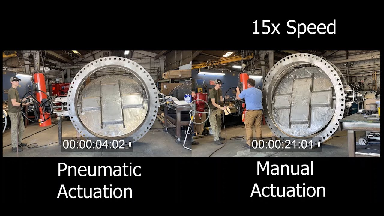 Pneumatic vs. Manual Actuation of a Ø72" Butterfly Damper (2300 Series)