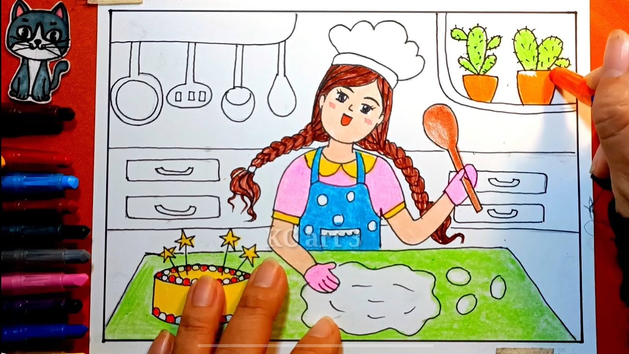 Vẽ ƯỚC MƠ CỦA EM - Thợ làm Bánh Kem |Vẽ Nghề Nghiệp... - youtube