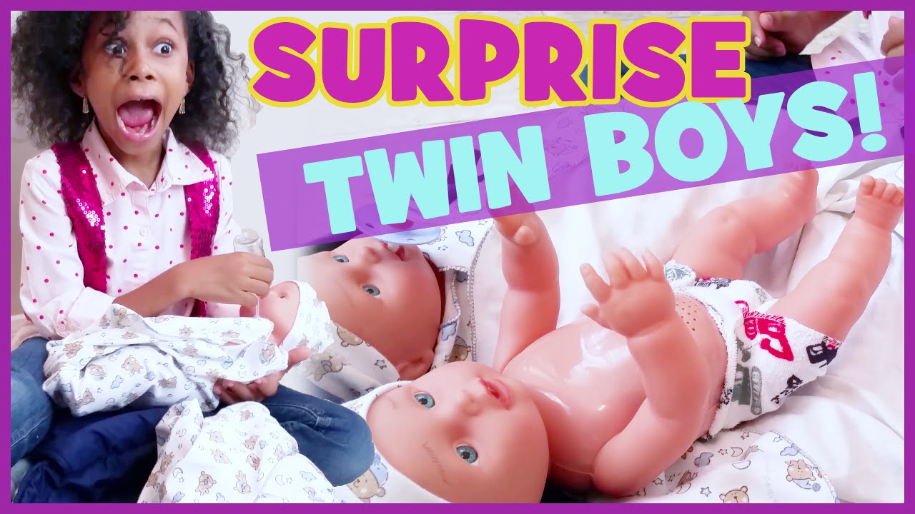 SURPRISE TWIN BOYS!! Feeding & Changing Babies Pee on Brother Again