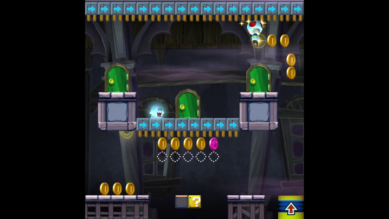 Super Mario Run World 2-1 All pink coins