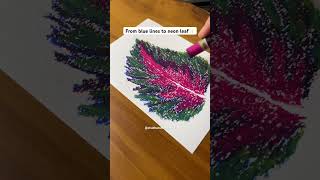 22 Days Mini Art Series | Neon Leaf Drawing 🍃#art #shorts #leafart #easydrawing