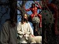 Enquanto Jesus Cuida do Cordeiro, o Diabo Trama nas Sombras#Jesus #Cordeiro #DiaboDerrotado #Fé