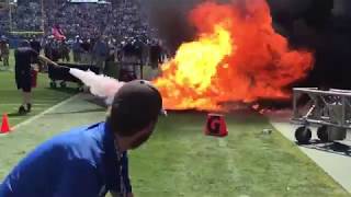 Field at Nissan Stadium caught on fire after one of the Titans' flamethrowers tipped over