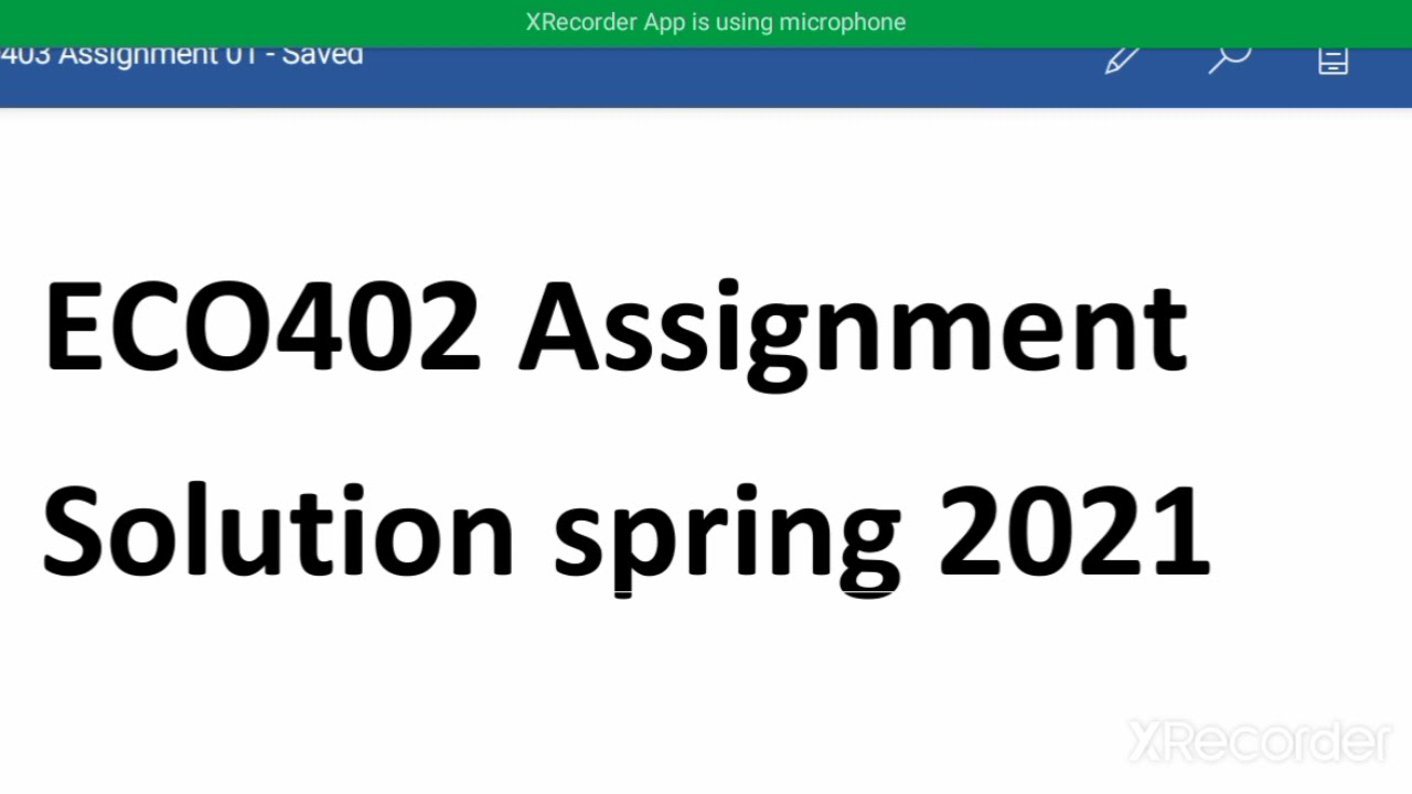 ECO403 100% correct Assignment 01 Solution of spring 2021