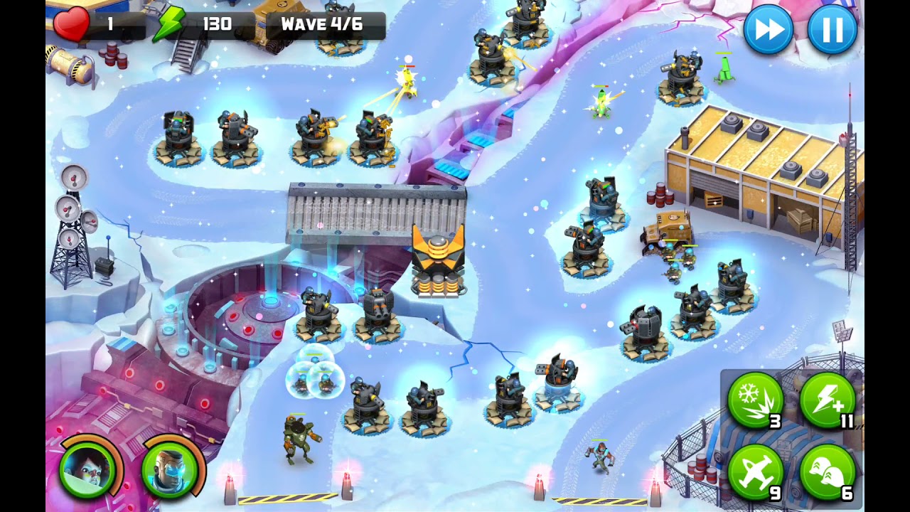 Alien Creeps TD - Stage 27 Frozen Fissure (Four star challenge)