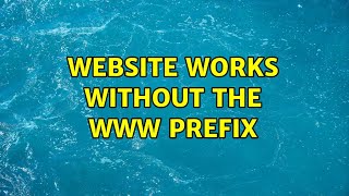 Website Works Without The Prefix