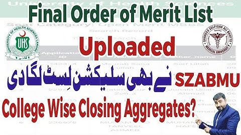UHS and SZABMU Merit List 2025 Uploaded | College Wise Closing Aggregates