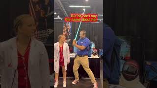 WHO WILL WIN in a light saber battle: Robin or Marvin? #lightsaber #starwars #comiccon2026 #couples