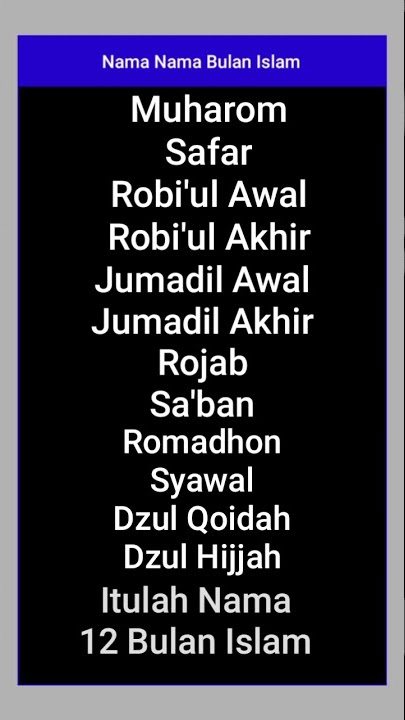 Nama Nama Bulan Islam