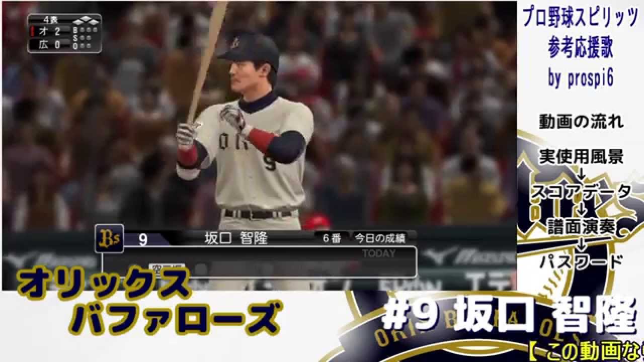 プロ野球スピリッツ応援歌 オリックスバファローズ 9 坂口 智隆 Youtube