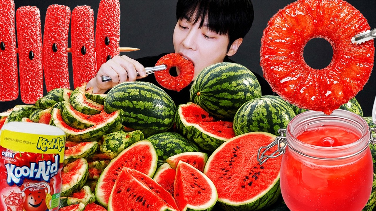 ASMR MUKANG | 수박 껍질 요리 모음 먹방 & 레시피 수박 쿨에이드 디저트 아이스크림 젤리 Dishes made with watermelon rind