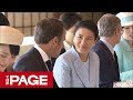 両陛下、マクロン仏大統領夫妻と会見　宮殿で午餐も＝宮内庁提供映像（2019年6月27日）