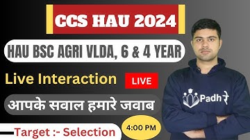 HAU APPLICATION FORM 2024 UPDATE | LIVE INTERACTION WITH SANJAY SIR | HAU BSC AGRI 6 & 4 YEAR & VLDA