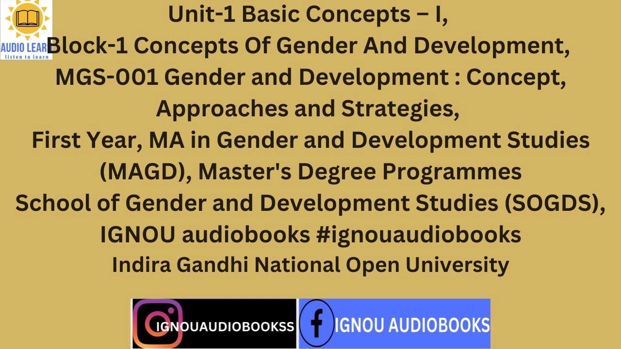 Unit-1 Basic Concepts–1 Block-1 MGS-001 MAGD SOGDS IGNOU #ignouaudiobooks