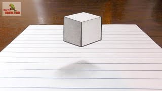 3D Drawing Tutorial ✅ How to Draw 3D cube box Easily