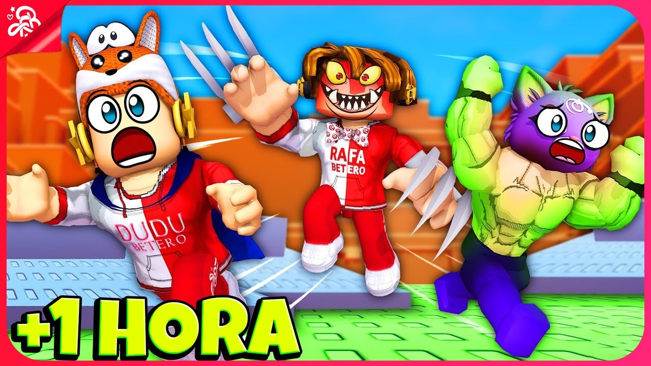 PEGA-PEGA MAS É DE TERROR NO ROBLOX +1 HORA BRINCADEIRAS COM RAFINHA