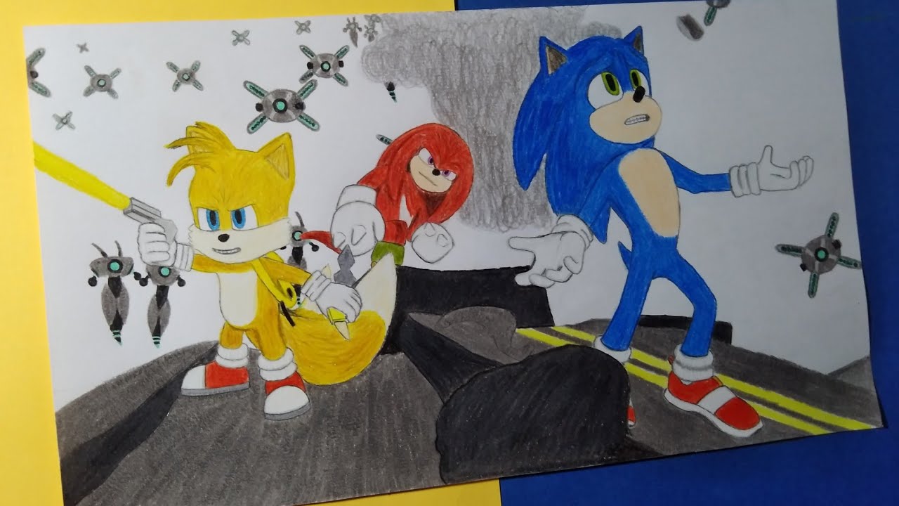 Dibujando Sonic, Tails y Knuckles vs Drones | Sonic 2 | Drawing Sonic ...