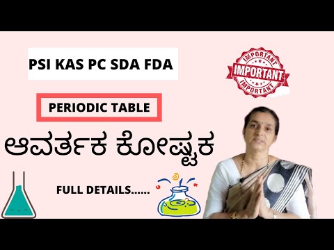 Chemistry/ ರಸಾಯನ  ಶಾಸ್ತ್ರ : Periodic table in Kannada ಆವರ್ತಕ ಕೋಷ್ಟಕ