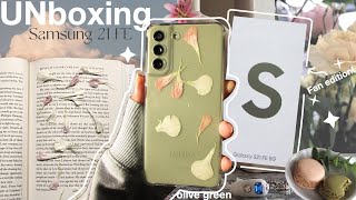 [UNboxing 📦] samsung galaxy s21 FE 5g (green)🌷+ aesthetic accessories 🧸🍰 | camera test