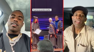 Deion Sanders Jr Heartwarming And Crazy Reaction To His Mother Who's Receiving Her Graduation Degree