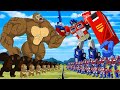 Synthetic 60 minutes transformers x kong cartoon s15 the king  optimus prime bumblebee  arcee